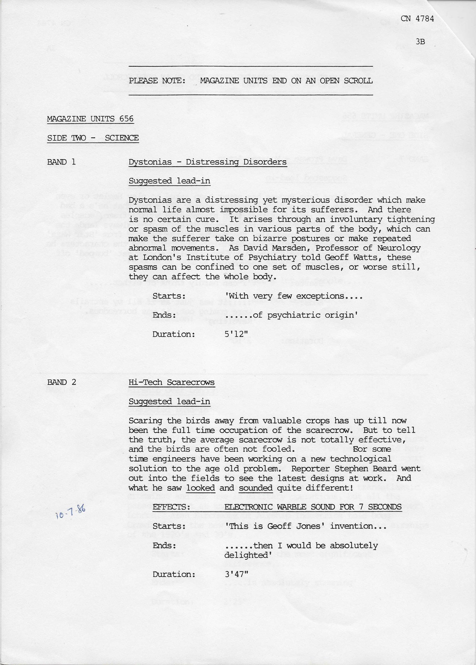 Inserts from CN 4784